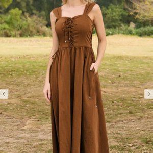 Scarlet Darkness Lace Up Adjustable Strap Flared A-Line Dress